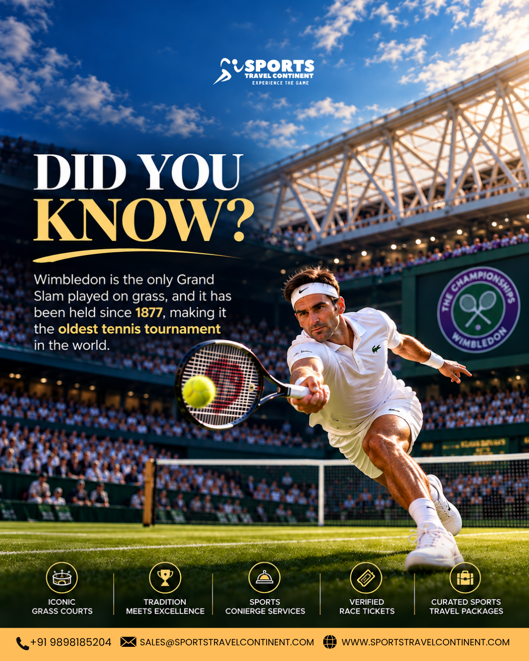 Wimbledon Centre Court tickets from India, Wimbledon hospitality package from India, luxury Wimbledon tour package from India